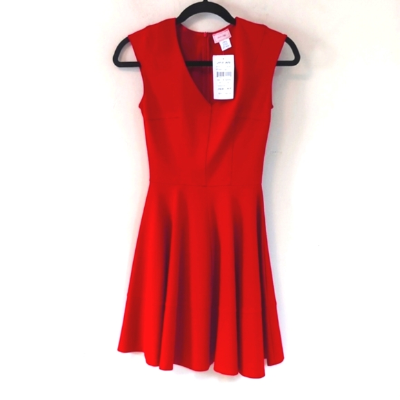 Love Ady V Neck Fit and Flare Skater Dress Red XS - Picture 13 of 16